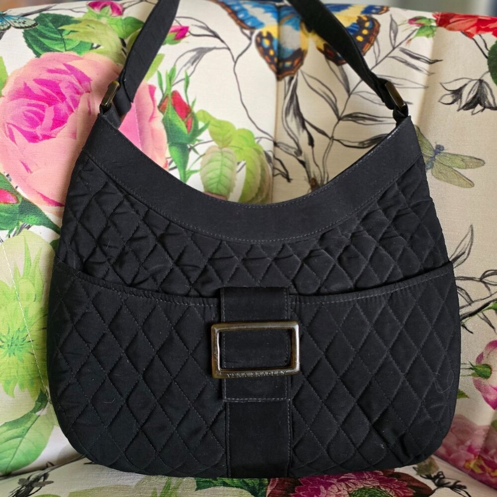 Vera Bradley Black Microfiber Shoulder Bag